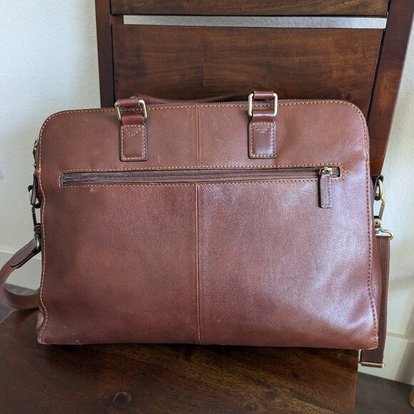 Banuce Full Grain Leather Briefcase Work Bag in Brown - Picture 7 of 16